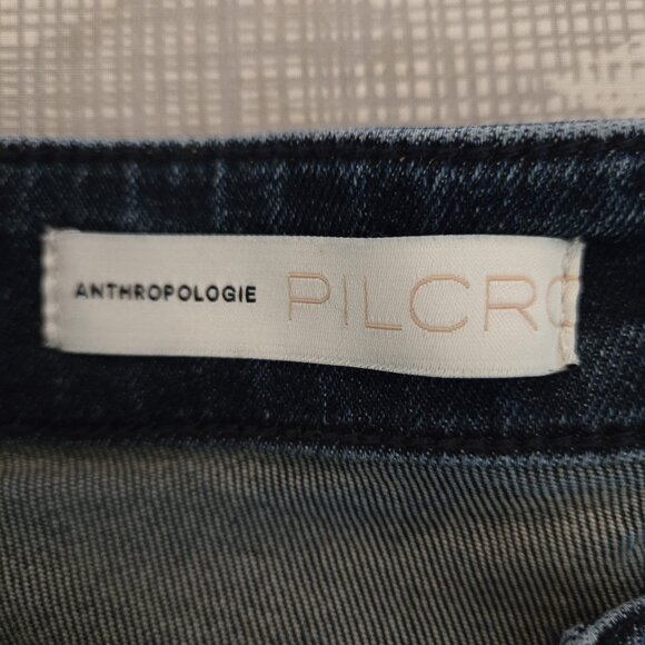 Anthropologie Pilcro High Rise Cigarette Jeans 30 Raw Hem Dark Wash Classic - Picture 3 of 16